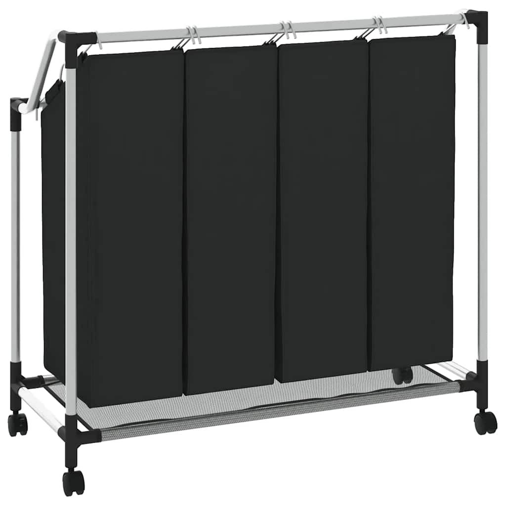 4-Section Laundry Basket, Black/Grey