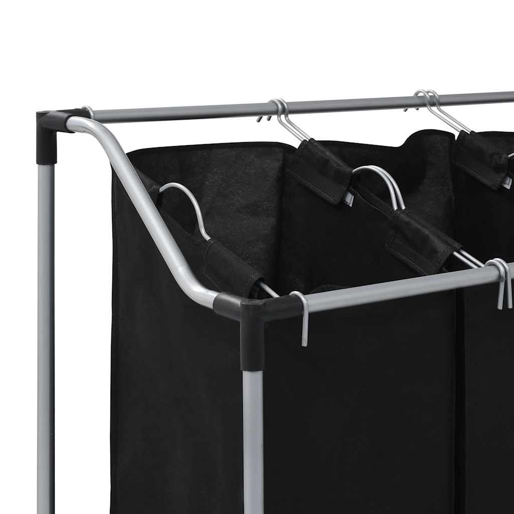 4-Section Laundry Basket, Black/Grey