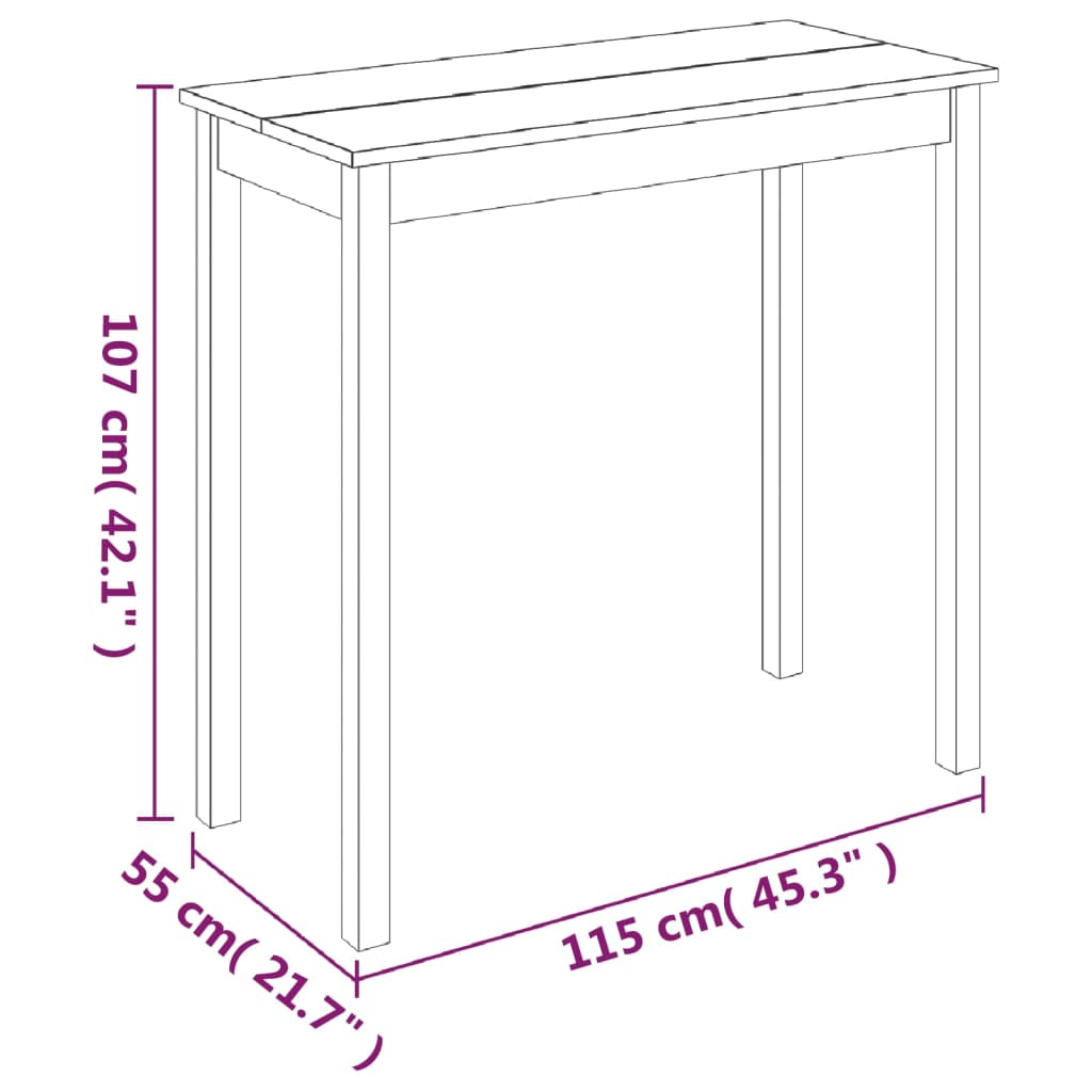 Bāra galds, MDF, melns, 115x55x107 cm