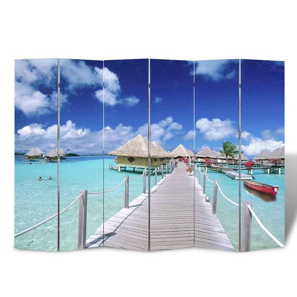 Room divider, folding, 217x170 cm, beach image