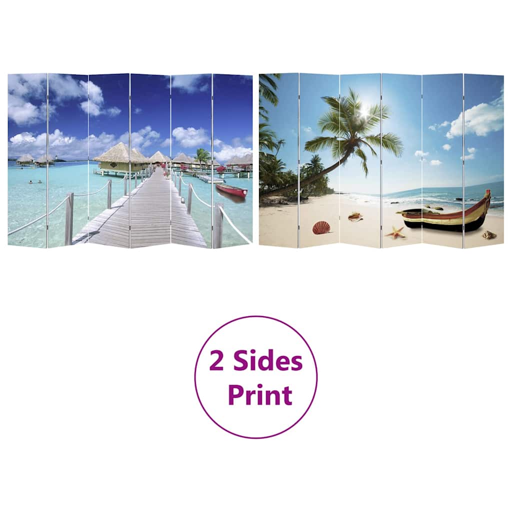 Room divider, folding, 217x170 cm, beach image