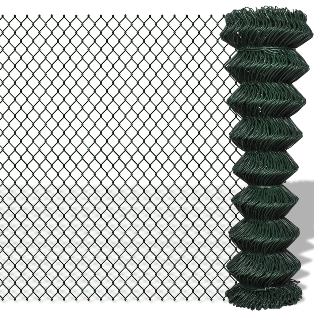 Chain link fence, green, 1.5x15m, steel