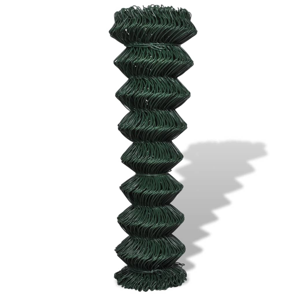 Chain link fence, green, 1.5x15m, steel