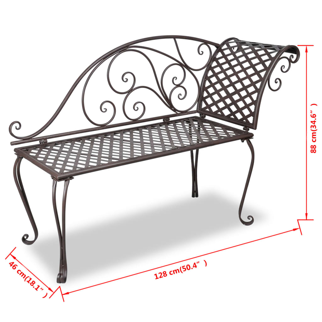 Dārza krēsls, 128 cm, tērauds, antīks, brūns