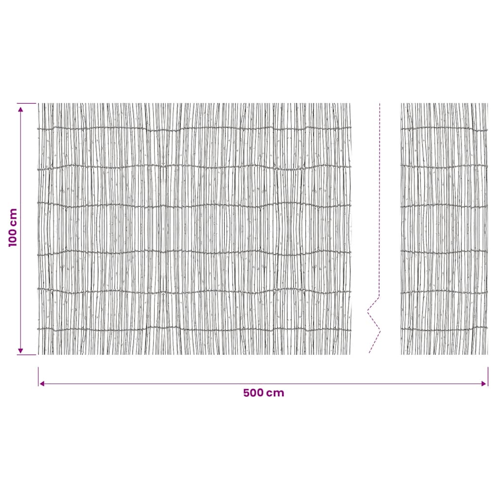 Willow wicker fence, 500x100cm