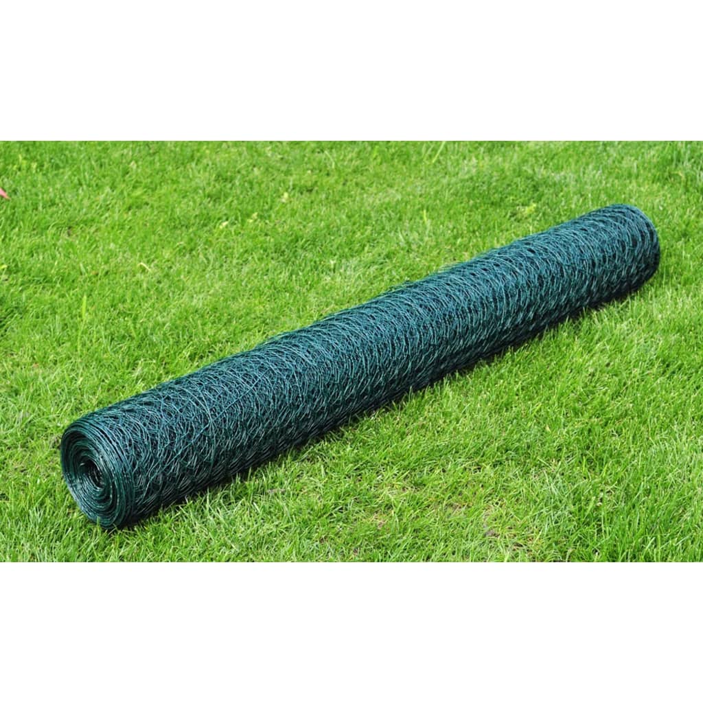 Wire mesh, green, 25x0.75m, PVC coated