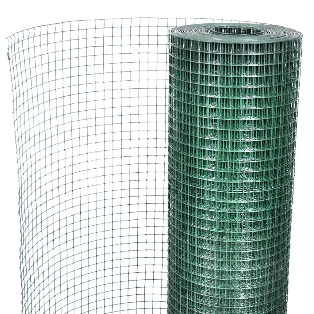 Wire mesh, green, 10x1m, galvanized and PVC coated