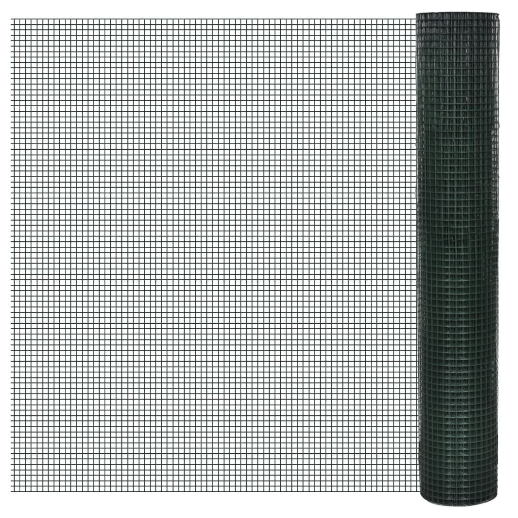 Vielinis tinklas, žalias, 10x1m, cinkuotas ir dengtas PVC
