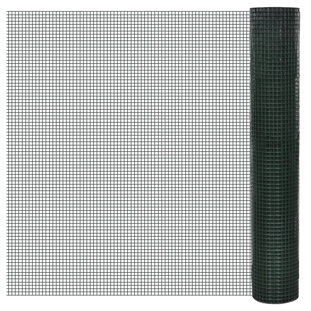 Vielinis tinklas viščiukams su PVC danga, žalias, 25x1m