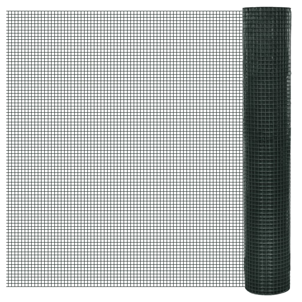 Vielas tīkls cāļiem ar PVC pārklājumu, zaļš, 25x1m