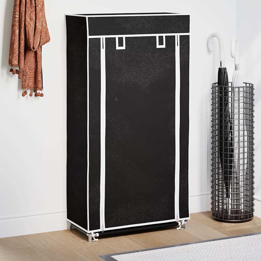 Auduma apavu skapis 58 x 28 x 106 cm, slēgts, melns