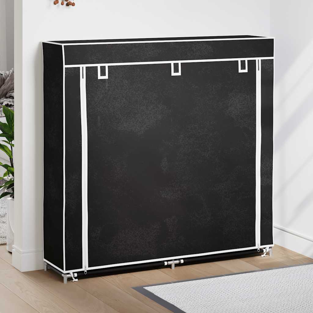 Auduma apavu skapis ar pārsegu, 115x28x110cm, melns