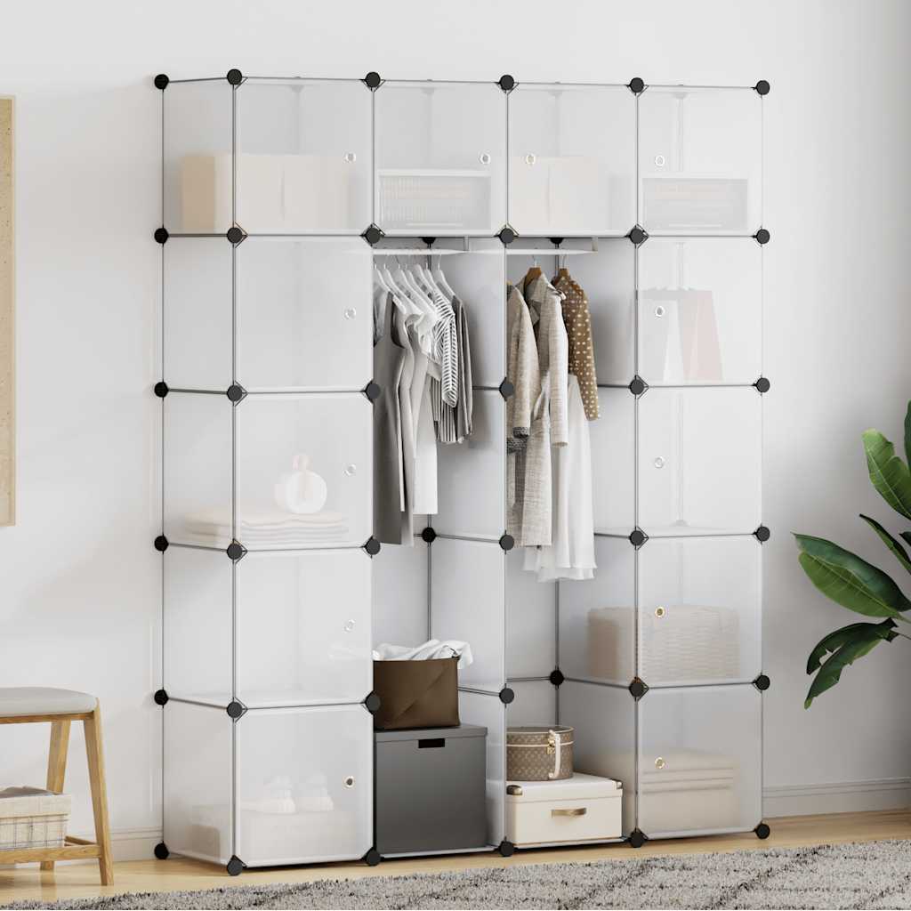 Modular wardrobe with 14 compartments, white, 37x146x180.5cm