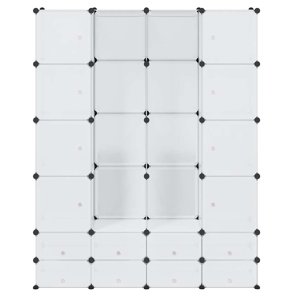 Modular Wardrobe, 18 Compartments, White 37 x 146 x 180.5 cm