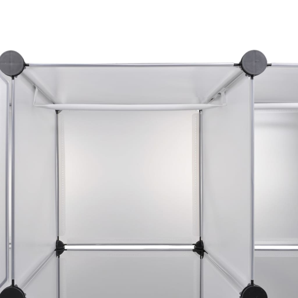Modular Wardrobe, 18 Compartments, White 37 x 146 x 180.5 cm