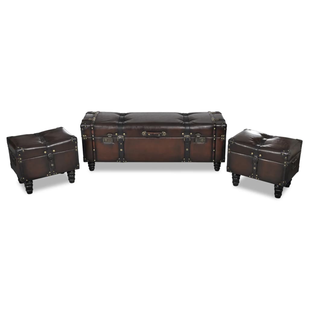 Storage bench set, brown, 3 pcs.