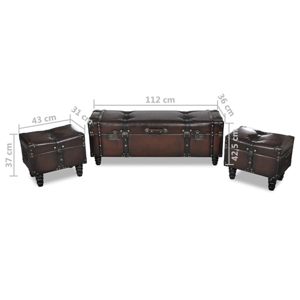 Storage bench set, brown, 3 pcs.