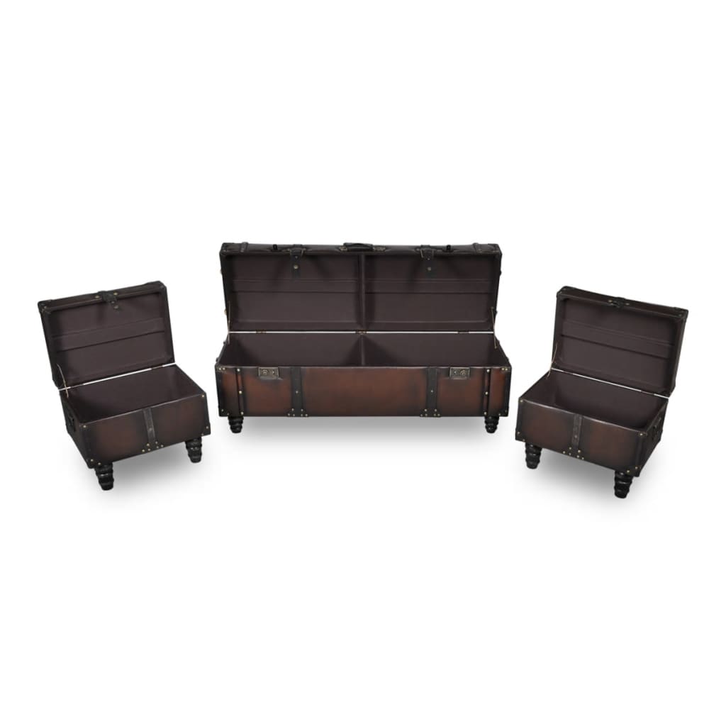 Storage bench set, brown, 3 pcs.
