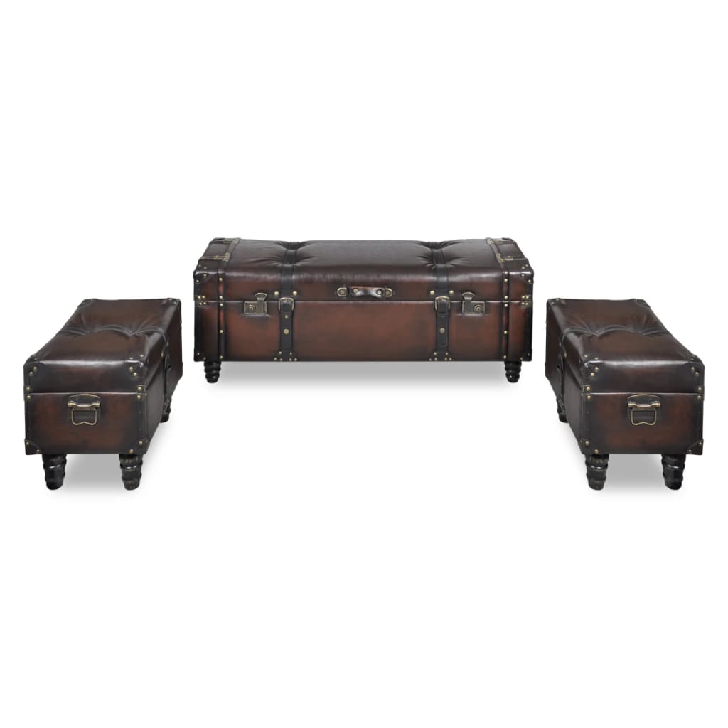 Storage bench set, brown, 3 pcs.