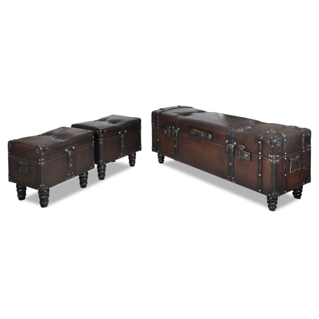 Storage bench set, brown, 3 pcs.