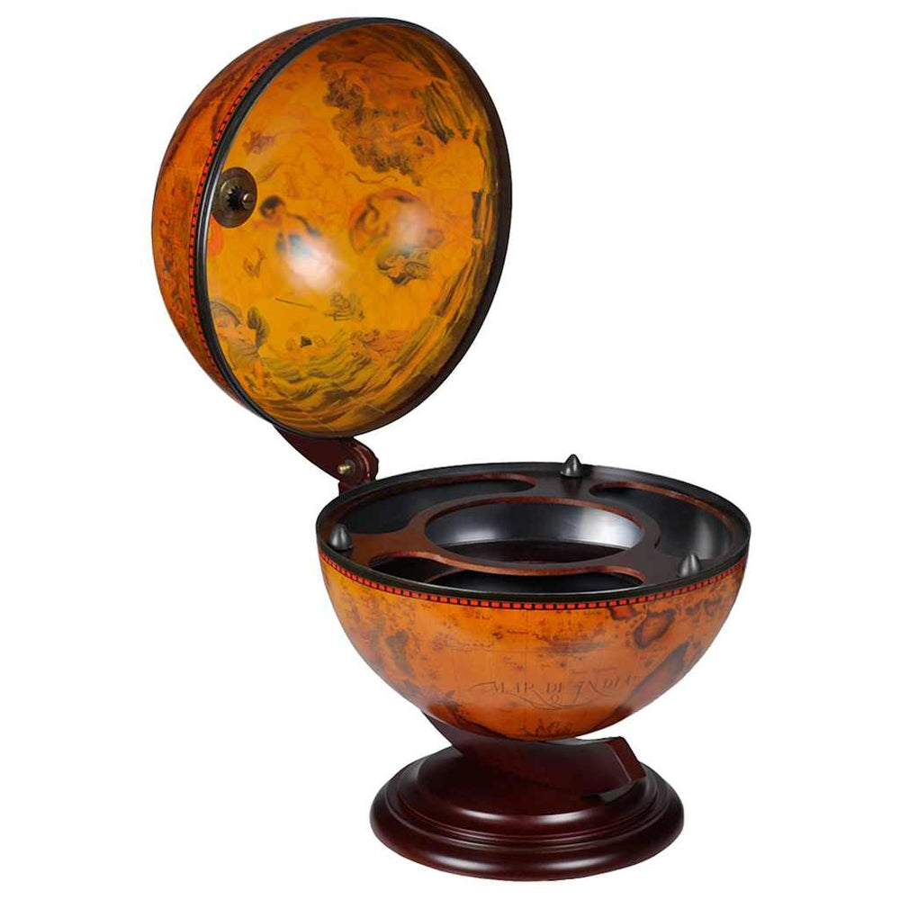 Globe-shaped wine bottle holder, eucalyptus wood