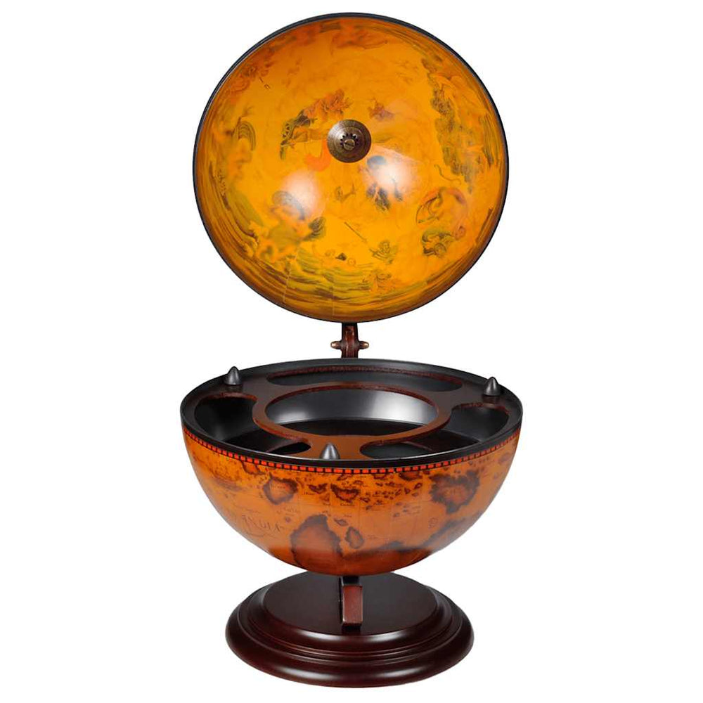Globe-shaped wine bottle holder, eucalyptus wood
