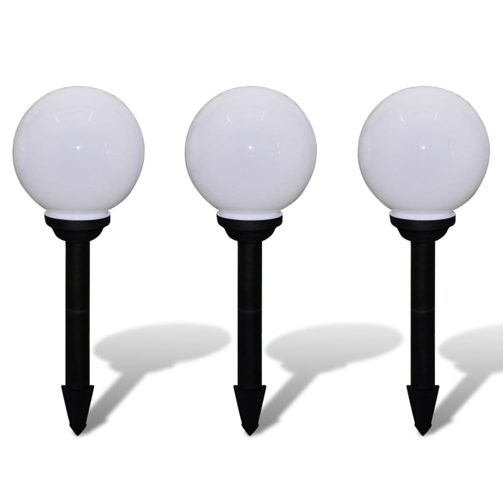 Outdoor LED path lights, 3pcs, 20cm, spike-mounted