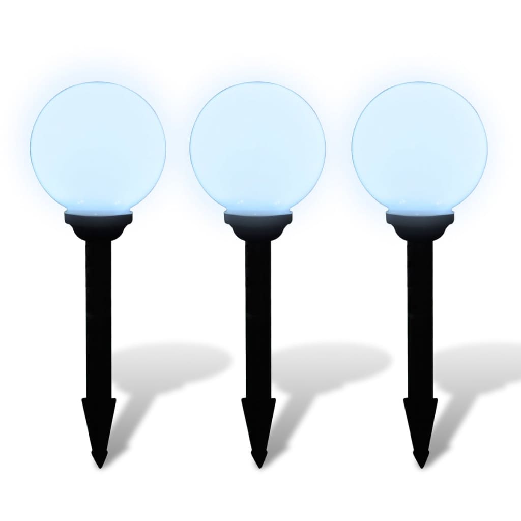 Outdoor LED path lights, 3pcs, 20cm, spike-mounted