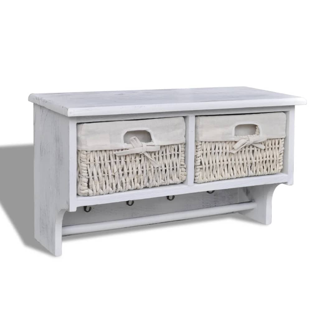 Wall shelf, white, 60x23.5x33cm, paulownia wood