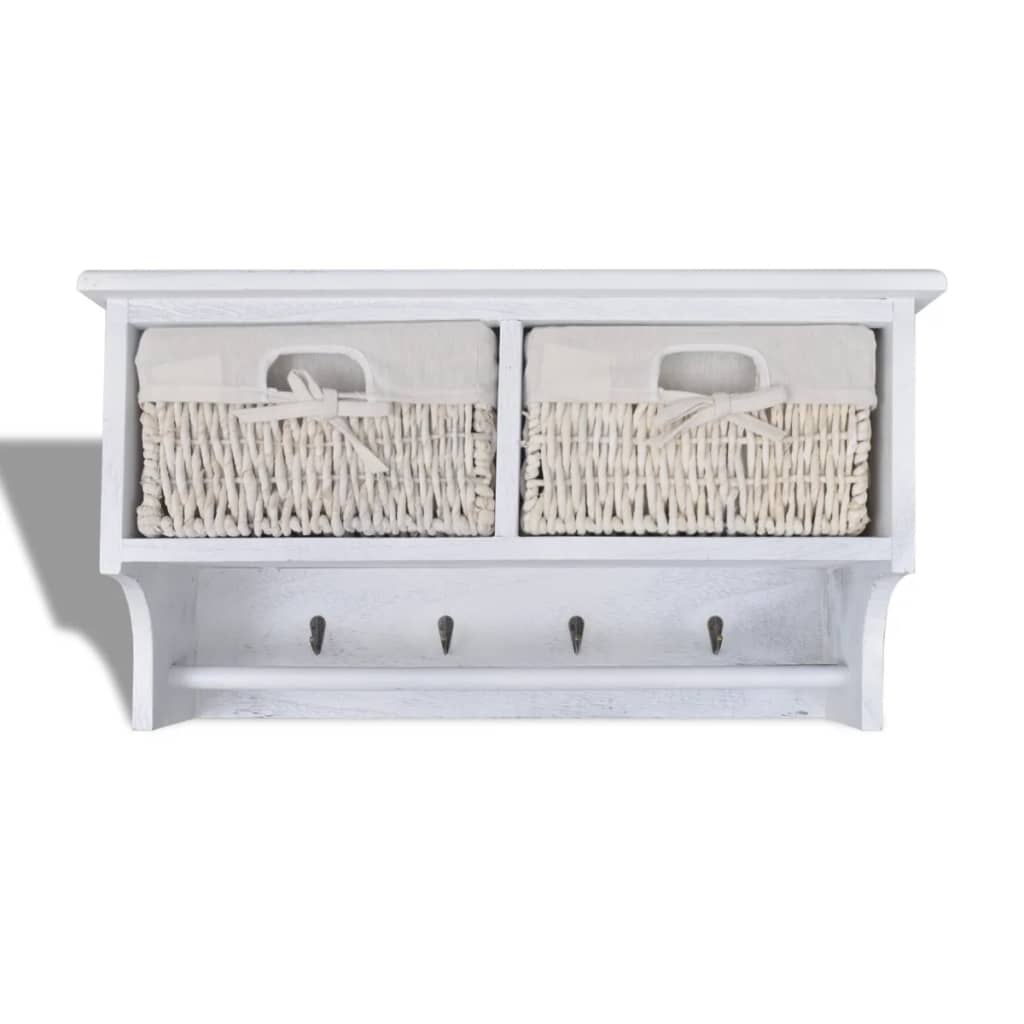Wall shelf, white, 60x23.5x33cm, paulownia wood