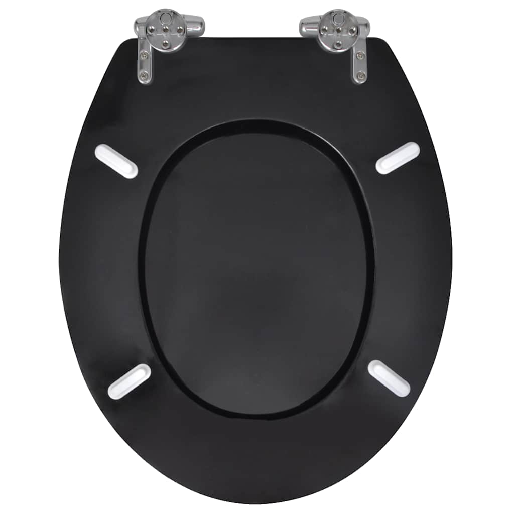 WC sēdplāksne ar lēni aizveramu vāku, melna, MDF, vienkāršs dizains.