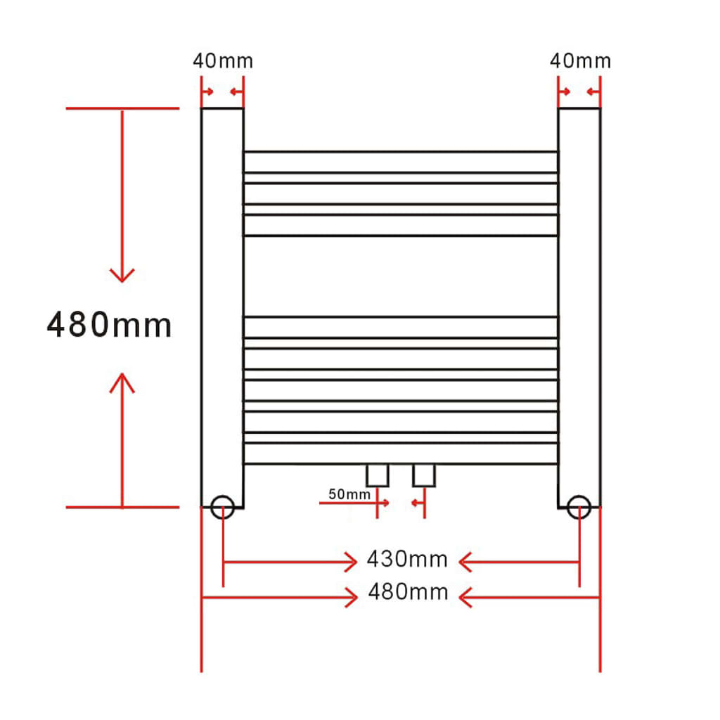 Radiator/towel dryer for bathroom, 480x480mm