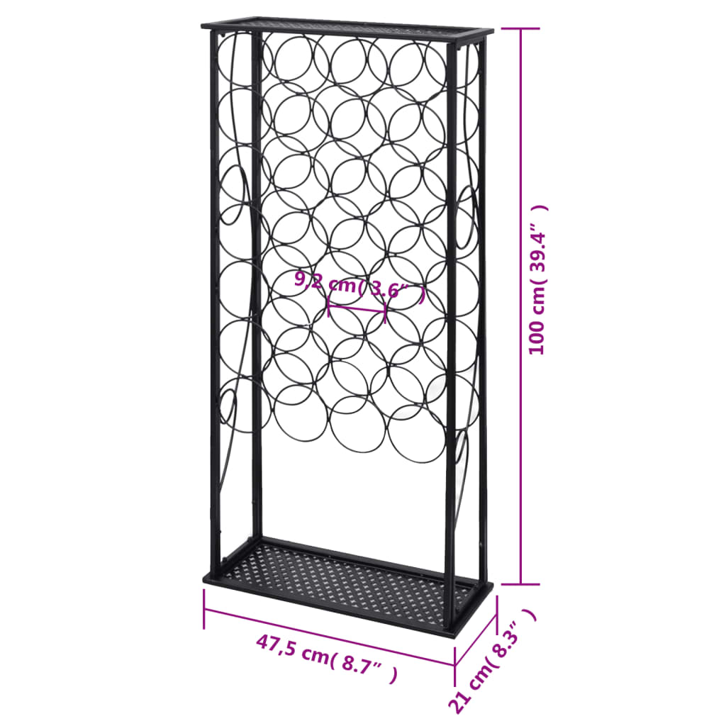 Wine rack for 28 bottles, metal