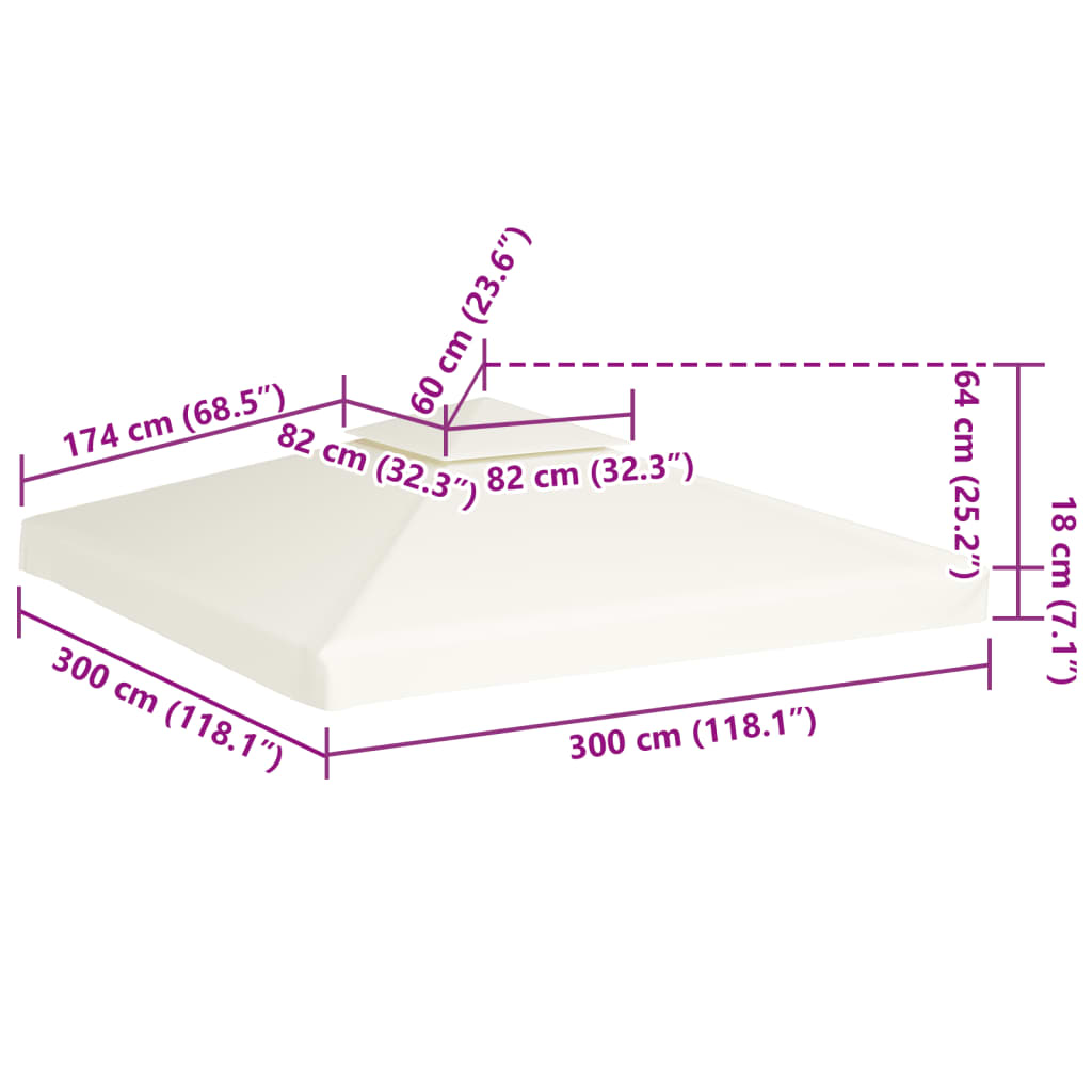 Atsarginis pavėsinės uždangalas, 310g/m², kreminė balta, 3x3m