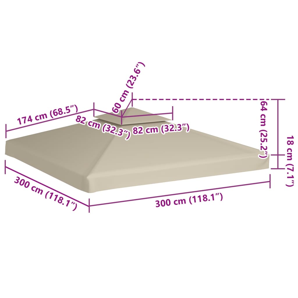 Replacement gazebo canopy, 310g/m², green, 3x3m