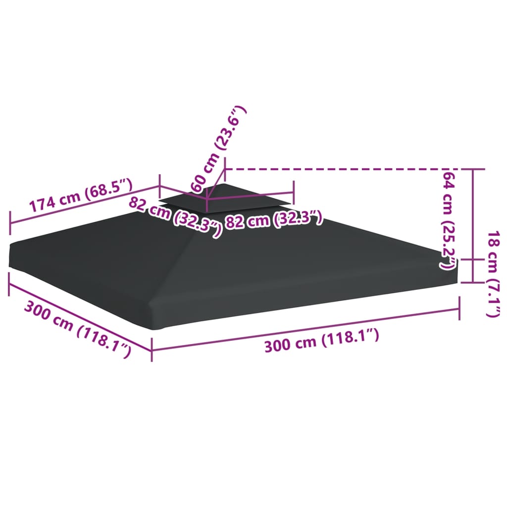 Rezerves nojumes pārklājs, 310g/m², tumši pelēks, 3x3m