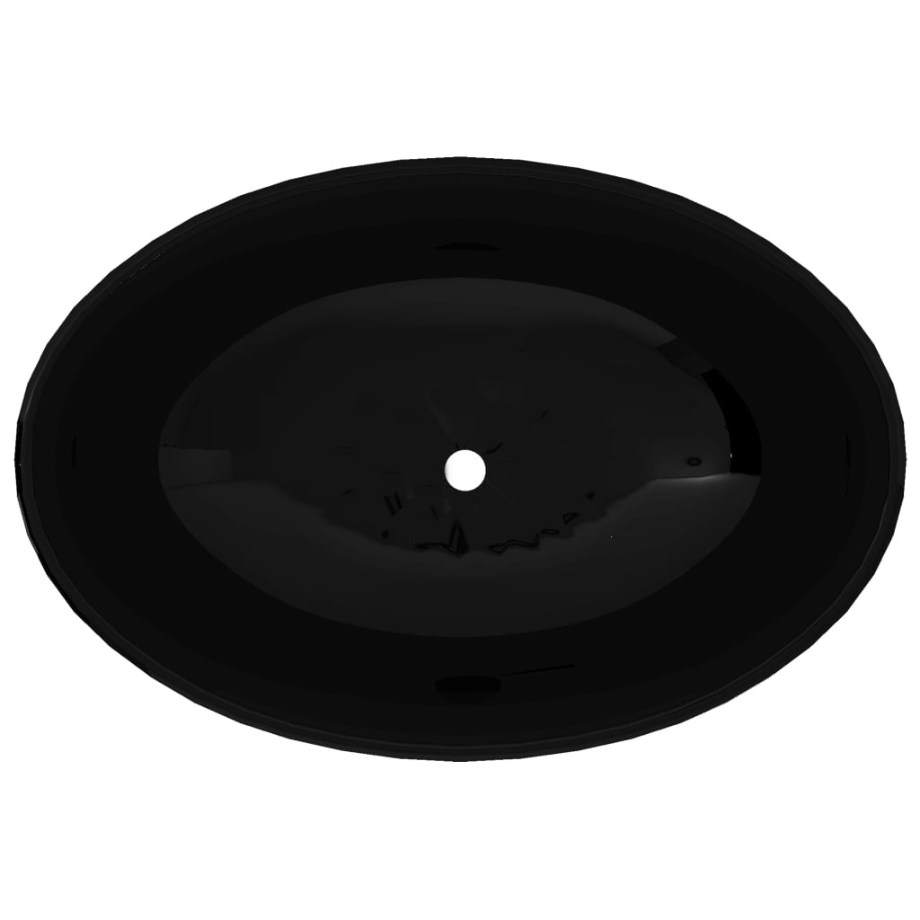 Ceramic Basin, Oval Sink, Black, 40 x 33 cm