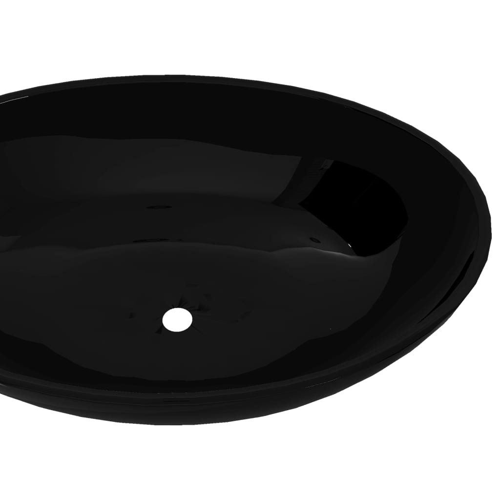 Ceramic Basin, Oval Sink, Black, 40 x 33 cm