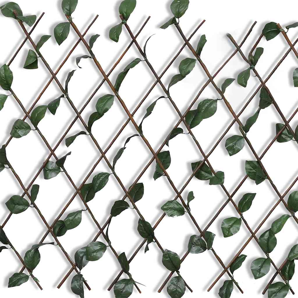 Willow trellis fence, 5 pcs., with artificial leaves, 180x90cm