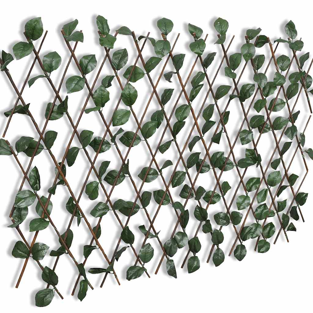Willow trellis fence, 5 pcs., with artificial leaves, 180x90cm