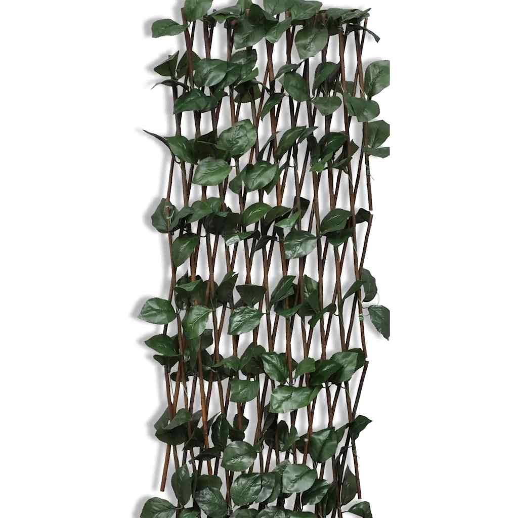 Willow trellis fence, 5 pcs., with artificial leaves, 180x90cm
