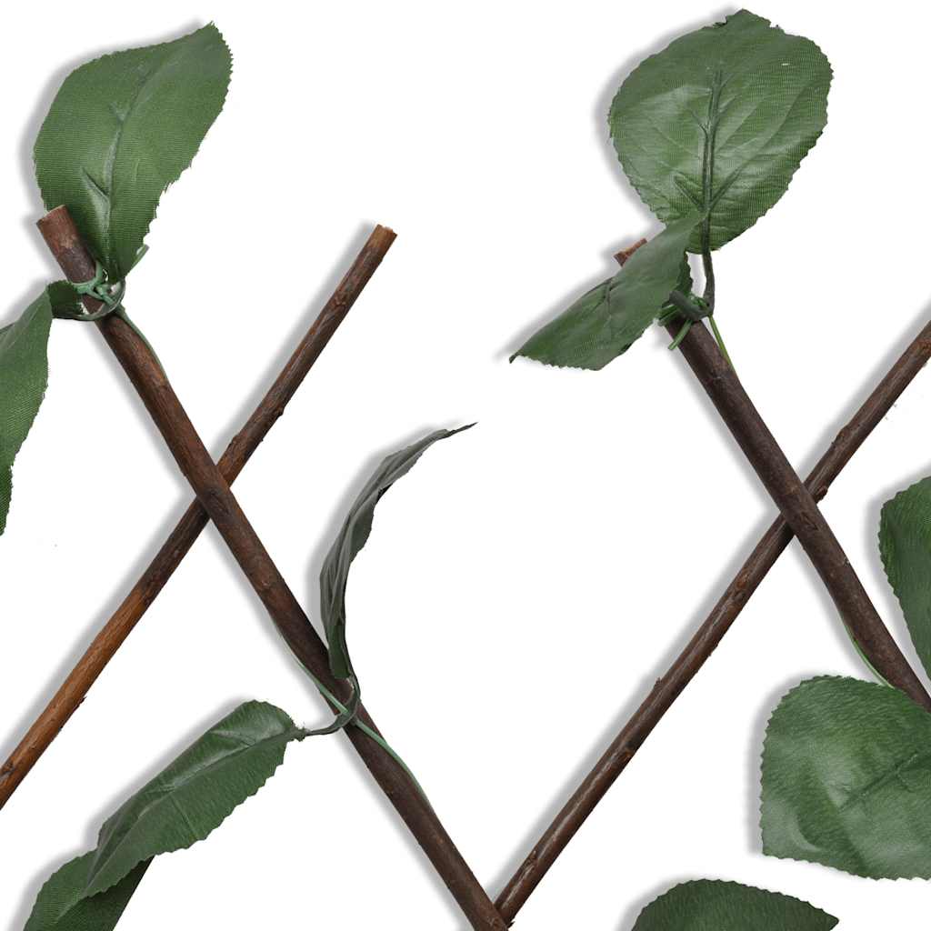 Willow trellis fence, 5 pcs., with artificial leaves, 180x90cm