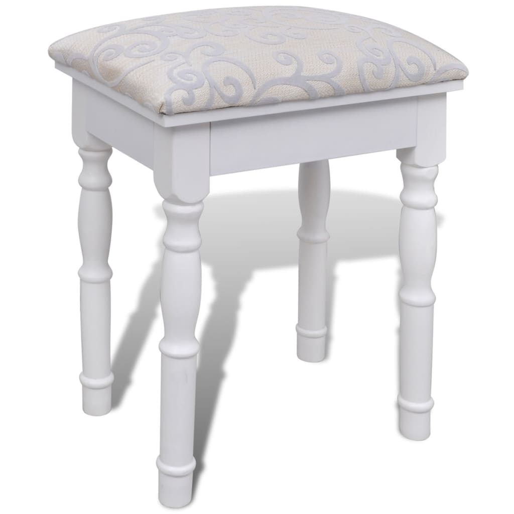 Dressing table 3-in-1, with mirror and stool, 2 drawers, white