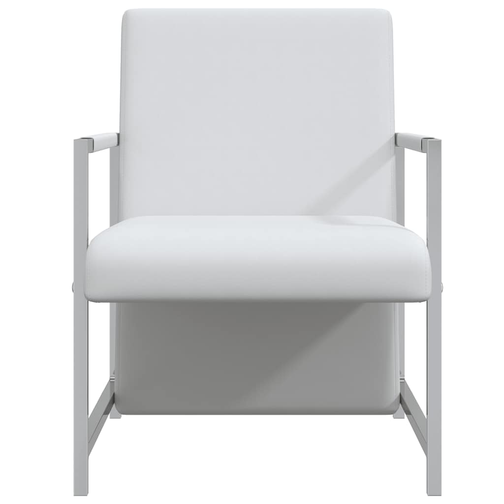 Krēsls ar hromētām kājām, balts, mākslīgā āda