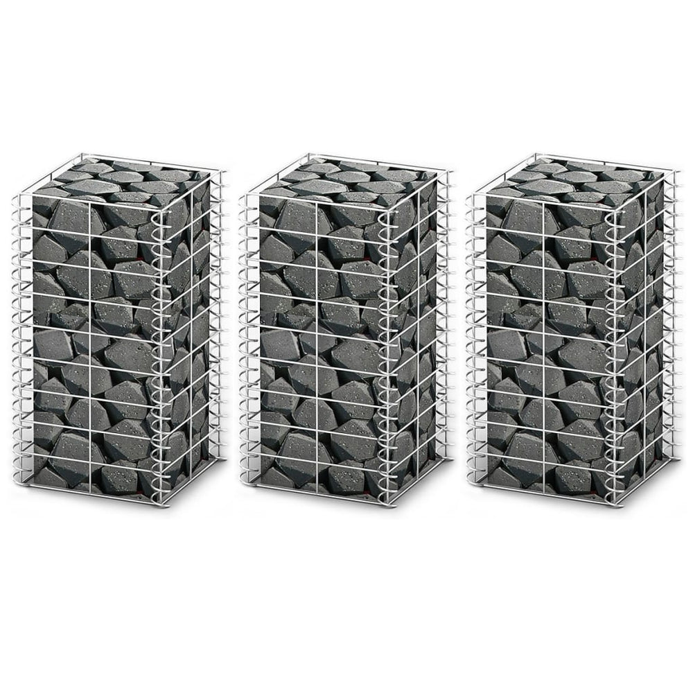 Gabion set, 3 pcs., galvanized wire, 25x25x50cm