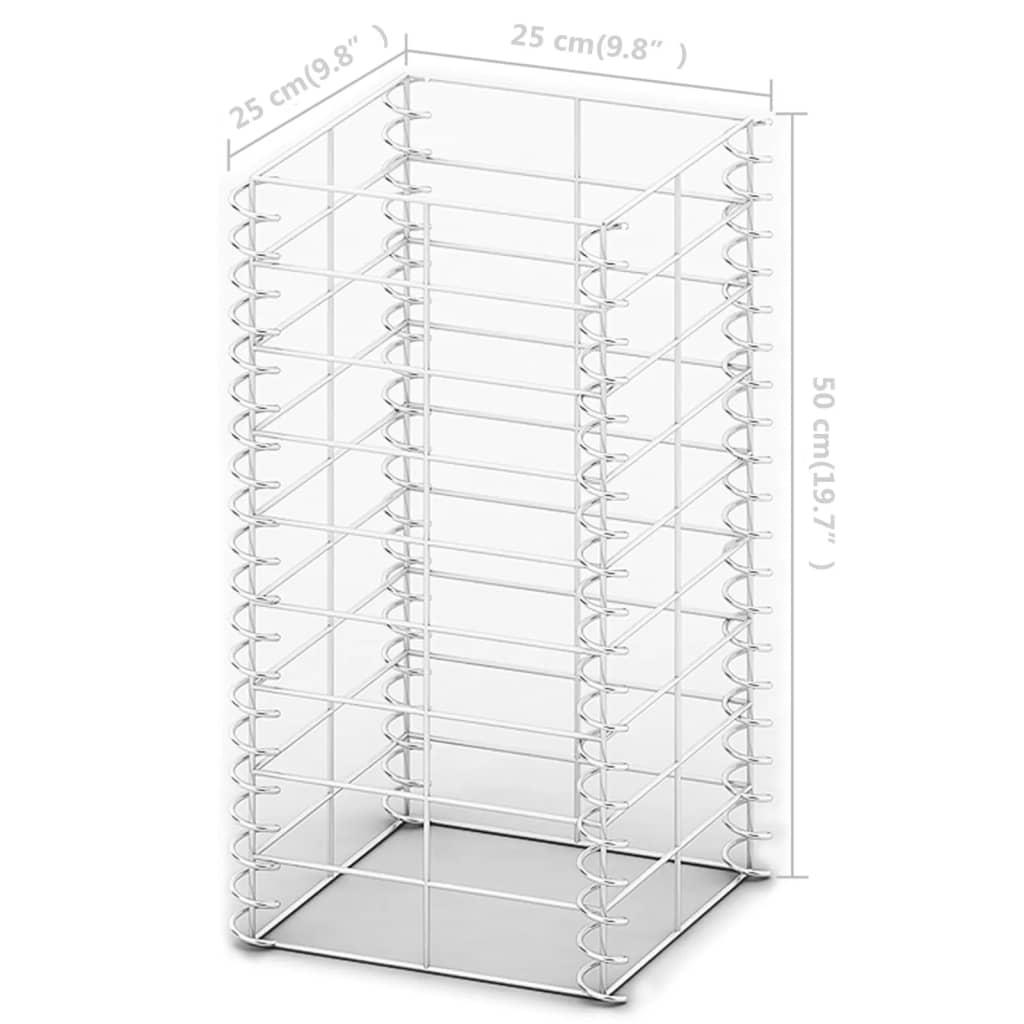 Gabionų rinkinys, 3 vnt., cinkuota viela, 25x25x50cm