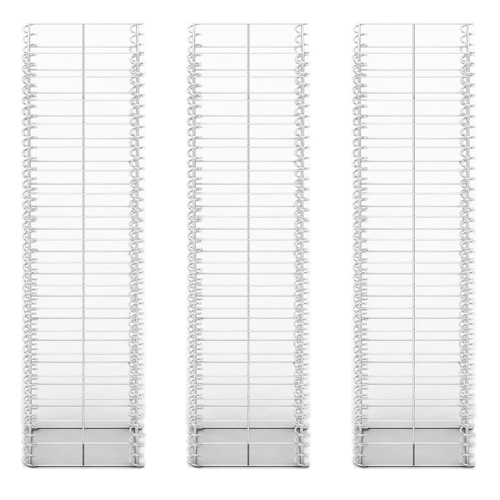 Gabionų rinkinys, 3 vnt., cinkuota viela, 25 x 25 x 100 cm