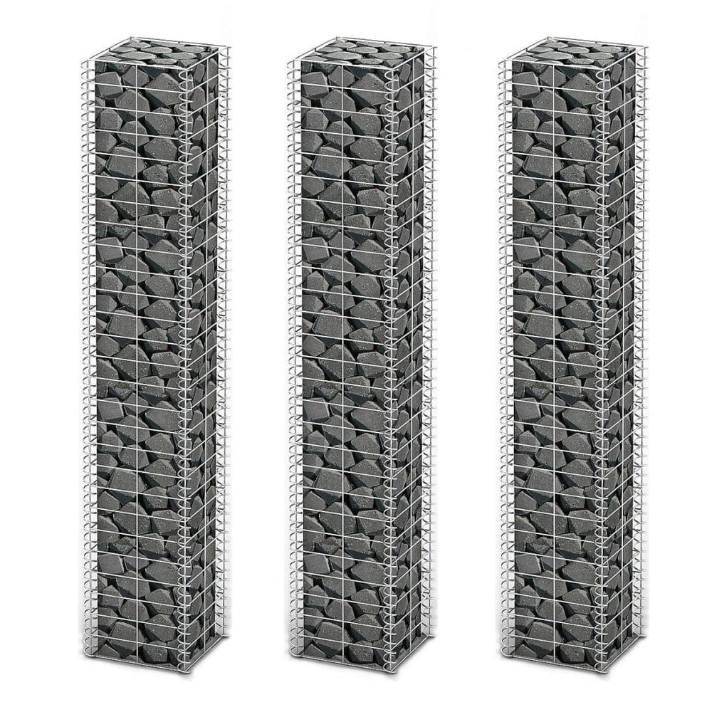 Gabion set, 3 pcs., galvanized wire, 25 x 25 x 150 cm