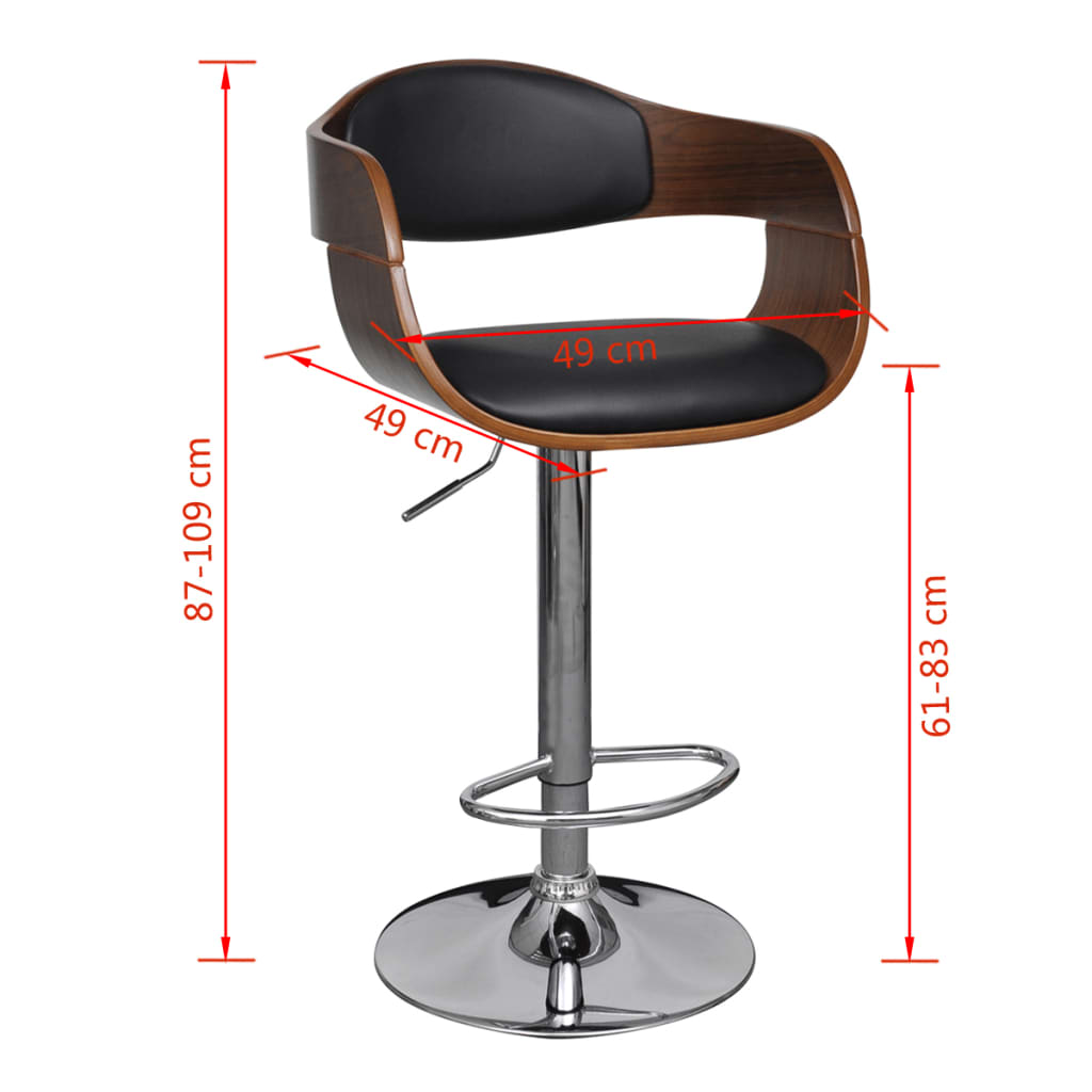 Bar stool, bentwood and faux leather