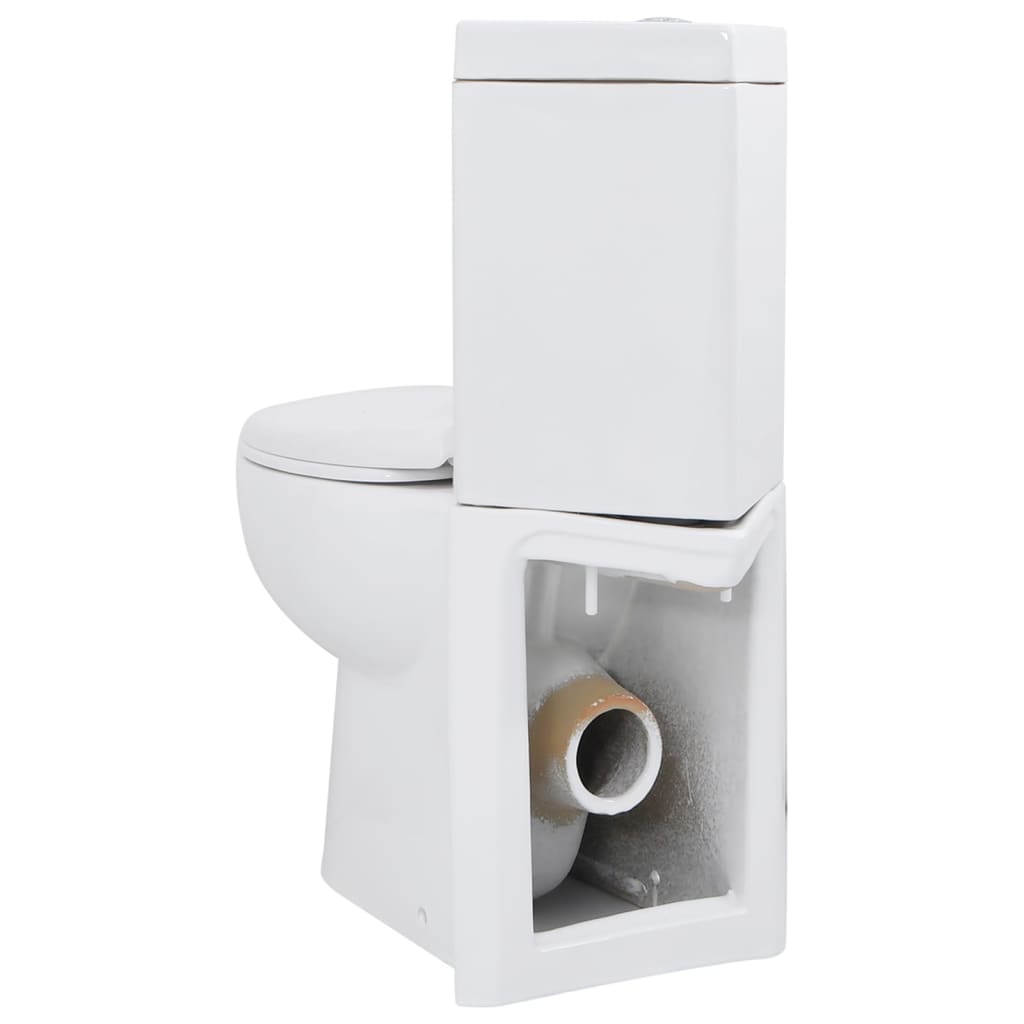 Corner bathroom toilet, white, ceramic